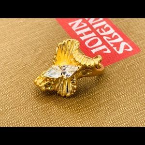 Chunky vintage ring gold plate rhinestone 5 - 9